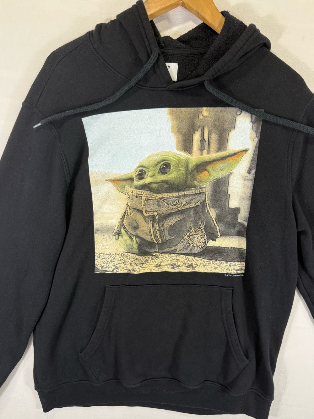 Old Navy Black Pullover Hoodie with Green Baby Yoda Graphic